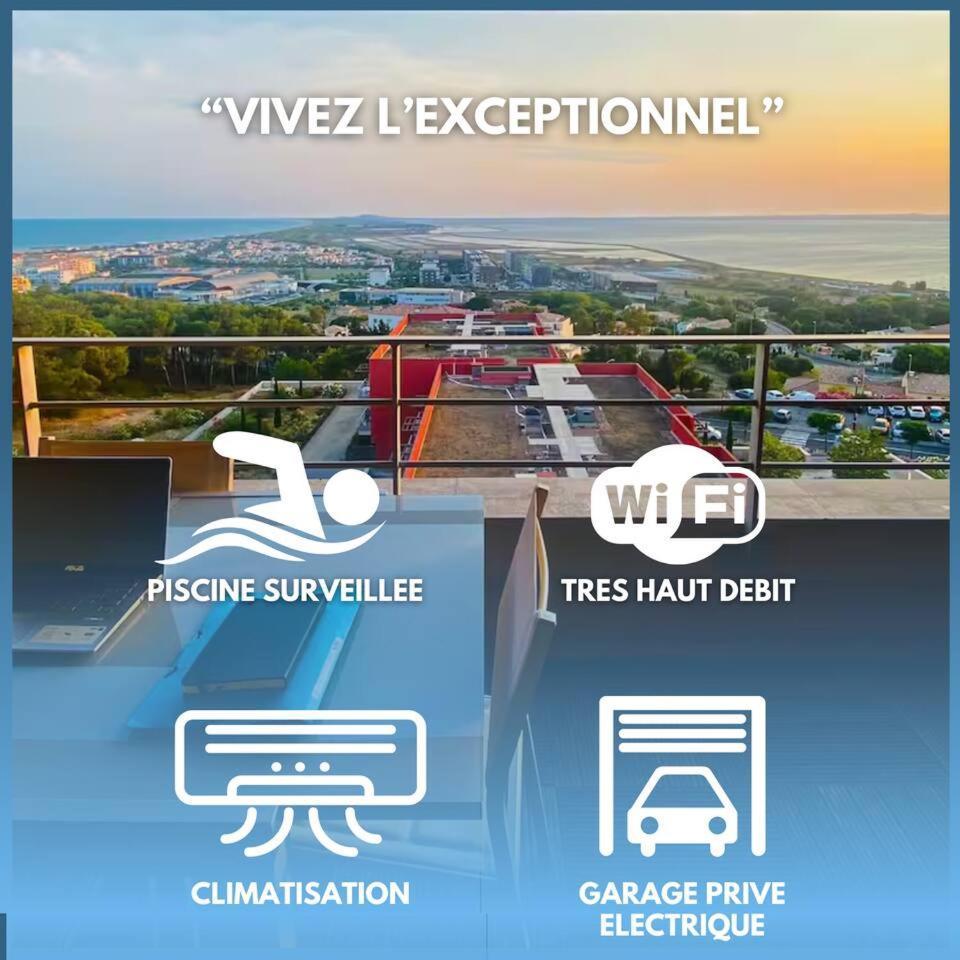 Appartement Luxueux T3 Piscine Et Vue Somptueuse à Sète Extérieur photo