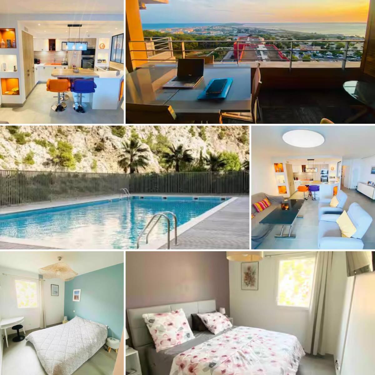 Appartement Luxueux T3 Piscine Et Vue Somptueuse à Sète Extérieur photo
